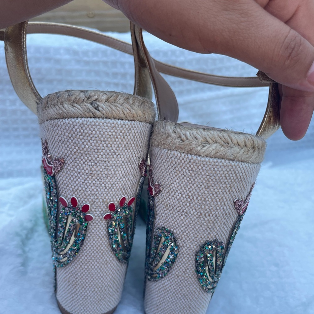 Kate Spade Gold and Green Espadrille Wedges - Picture 9 of 9